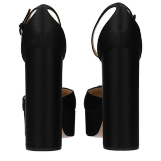 Prada Black Satin Platform Pumps