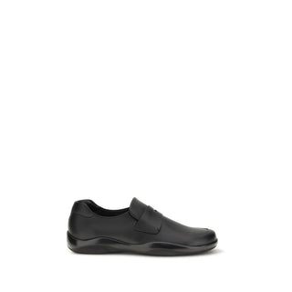 Prada Black Calf Leather Bos Taurus Slip-On Loafers
