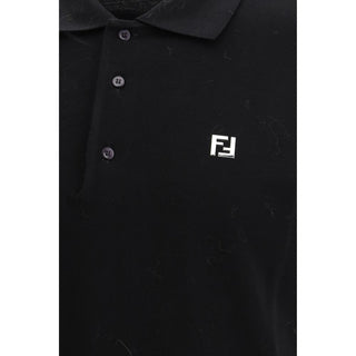 Fendi Black Cotton Polo Shirt