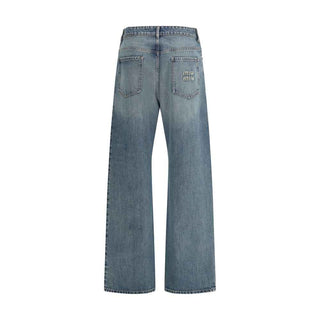 Miu Miu Blue Cotton Straight-Leg Jeans