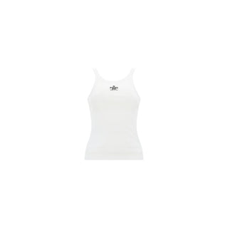 Fendi White Cotton Sleeveles T-Shirt