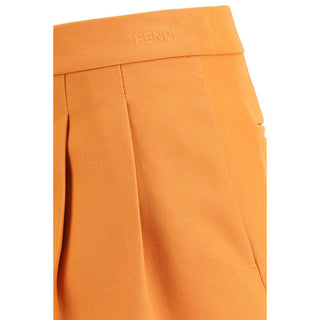 Fendi Orange Fleece Wool Shorts
