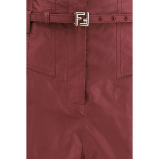 Fendi Bordeaux Silk Dress Pants