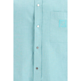 Fendi Light Blue Cotton Dress Shirt