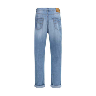 Brunello Cucinelli Light Blue Cotton Relaxed Fit Jeans
